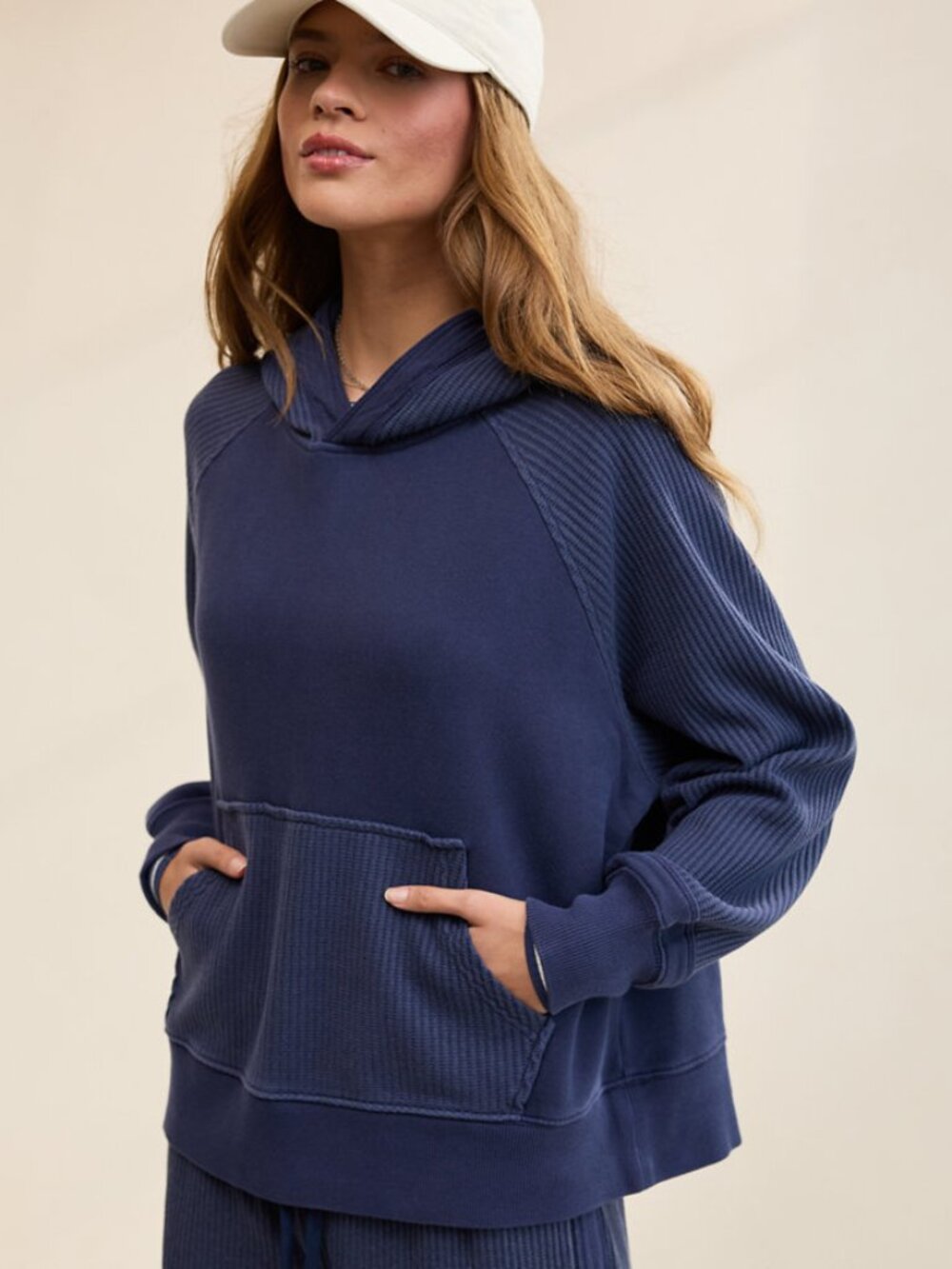 Aerie Essential Navy Waffle Hoodie Size XS